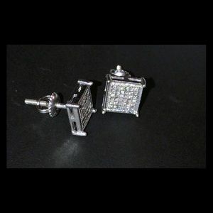 925 silver genuine diamond micro pave earrings